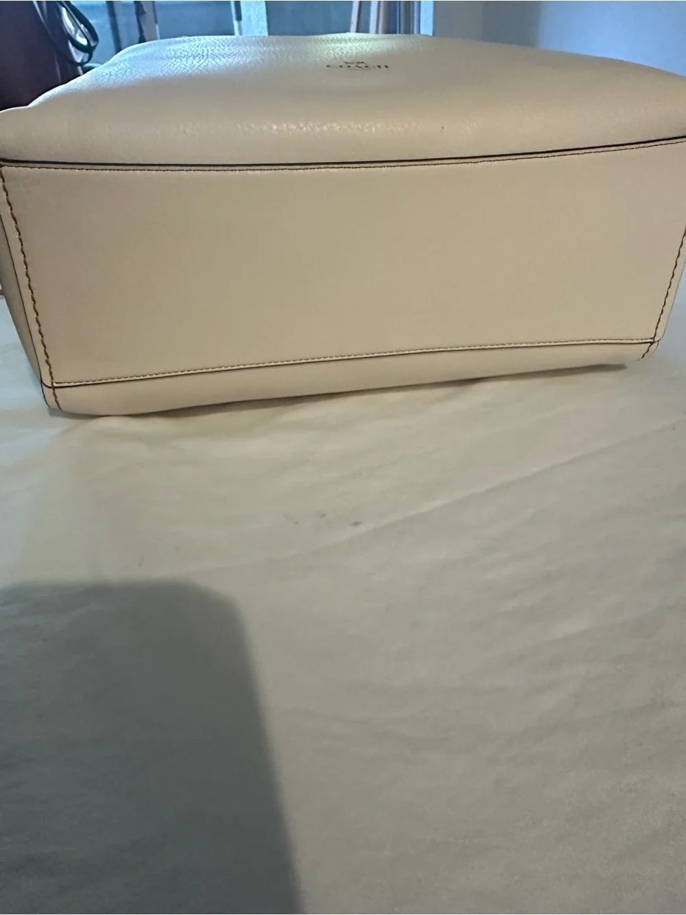 Coach Cream Leather Tote with Gold-Tone Charm - Picture 7 of 7